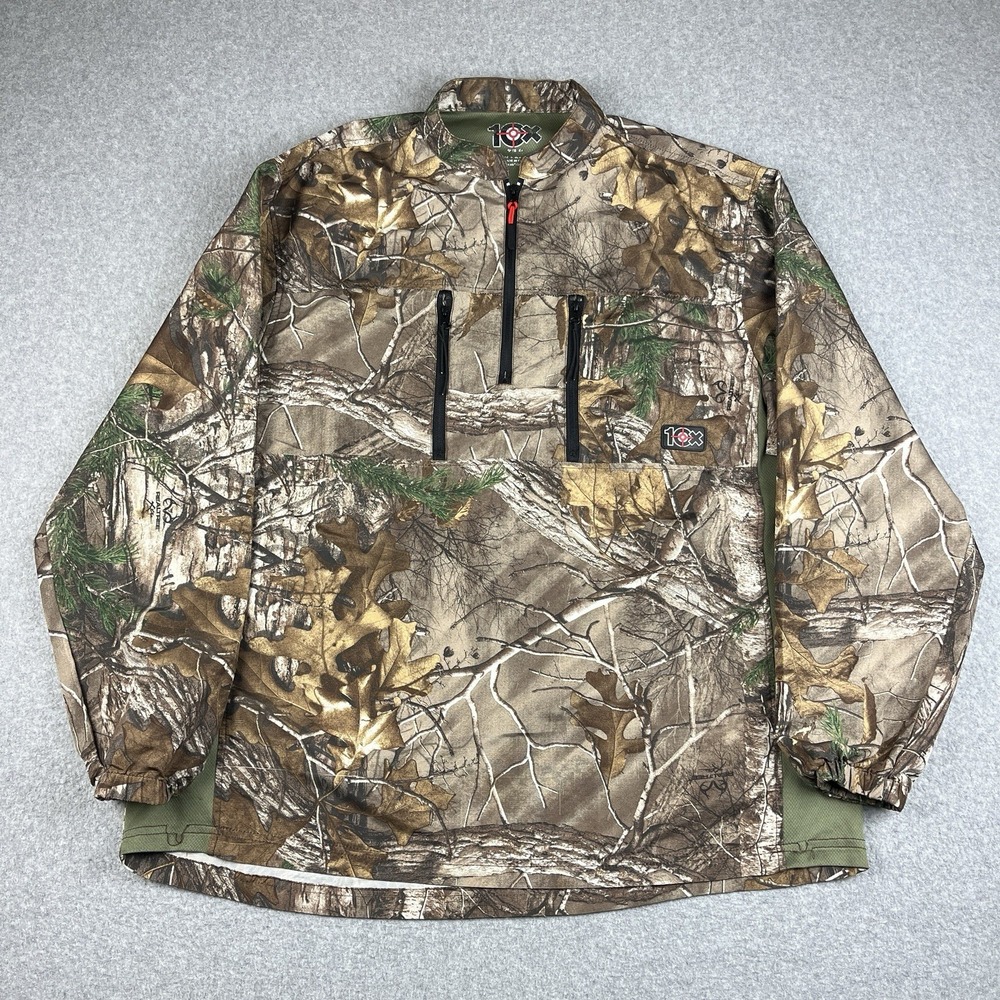 Realtree Xtra 10x Pullover Mens XL Green Long Sleeve 1/4 Zip Camo Shirt Hunting